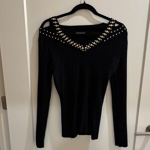 INC International Concepts Black Top with Gold Accents